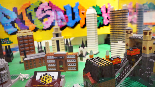 The Pittsburgh Incline made of Legos in the Bricksburgh exhibit.