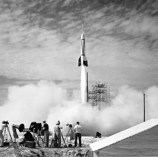 A rocket blasting off