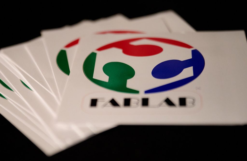 Stickers with the words Fab Lab on them