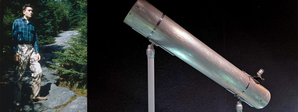 Daniel G. Kamin as a teenager and the telescope he built